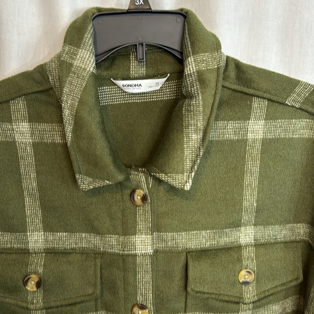 NWT Sonoma Green Plaid Shacket in Size 0X, 1X, 2X, 4X - Picture 5 of 16
